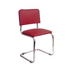 СИЛЬВИЯ Стул иск. кожа, полозья хром обивка красный V-27, каркас хром