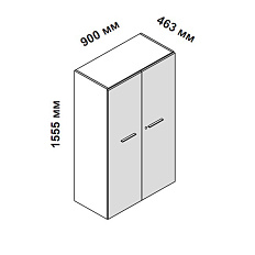 156914 Шкаф для кабинета средний с двумя глухими дверцами и замком Enosi Белый LS (68)