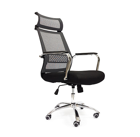 RT-007A Кресло сетка, крестовина хром, ТопГан обивка серый