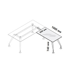 156436 Приставка стеклянная правая или левая для письменного стола Enosi Белый LS (68)