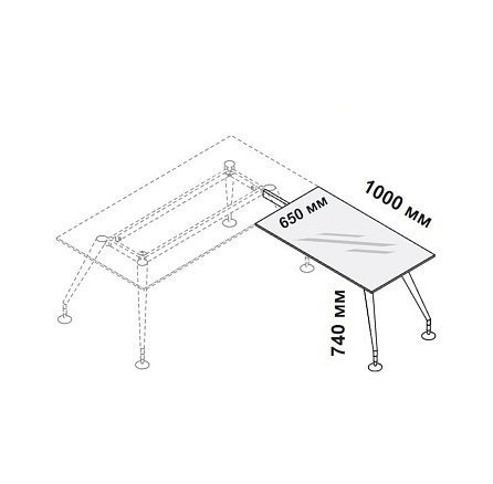 156436 Приставка стеклянная правая или левая для письменного стола Enosi Белый LS (68)
