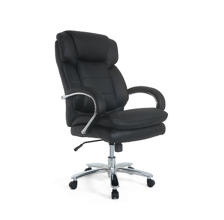 GO-2078 Кресло прессованная кожа/экокожа, крестовина хром, механизм Топ Ган обивка черный