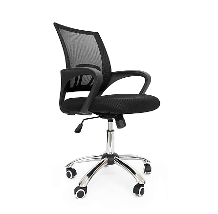 RT-696 Кресло сетка, крестовина хром, ТопГан обивка черный