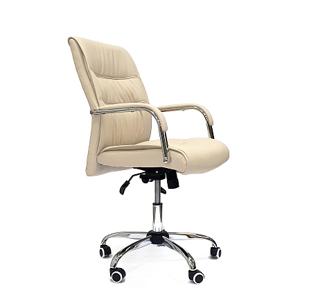 RT-333B Кресло экокожа, крестовина хром ТопГан Люкс обивка бежевый 70