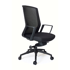 HY-02D Кресло сетка, крестовина чёрный нейлон обивка черный