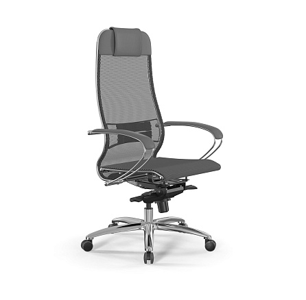 S-1 Samurai Кресло сетка/экокожа  Infinity Easy Clean, обивка серый 551.2.1.49