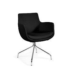 FELICIA Кресло кожа, каркас хром обивка черный