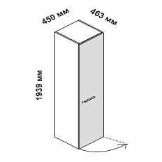 156918 Шкаф для кабинета высокий с глухой дверцей и замком, правосторонний Enosi Белый LS (68)