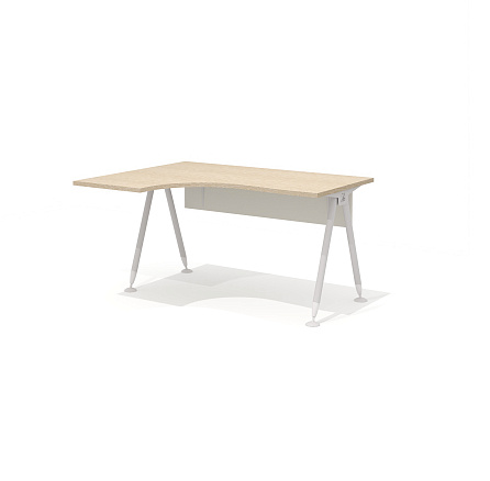 GM-105L + G-86 Эргономичный стол на металлокаркасе левый Gamma дуб выбеленный N/беж
