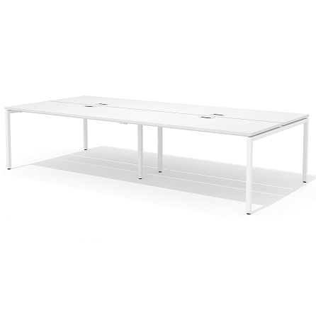 RM-2.1 (x4) + F-54M Двойная группа сдвоенного стола прямого с люком на металлокаркасе Rio Project белый