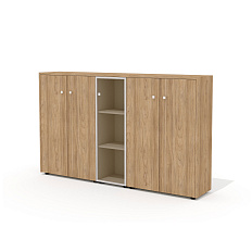 Шкаф для документов средний со стеклом (комплектация 28) 203,6х37х122,2 Рио Директ / Rio Direct вяз