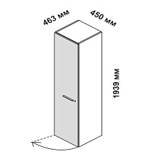 156919 Шкаф для кабинета высокий с глухой дверцей и замком, левосторонний Enosi Белый LS (68)