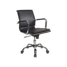 CH-993-Low Кресло экокожа, крестовина металл обивка черный black, каркас хром ID 664068