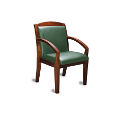 Congress Стул кожа, каркас дерево обивка зеленый, подлокотники темный орех