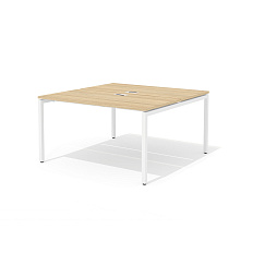 RM-3.1 (x2) + F-45M Сдвоенный стол прямой с люком на металлокаркасе Rio Project швейцарский вяз / белый