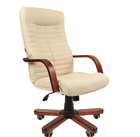 480WD N Chairman Кресло экопремиум, крестовина дерево обивка бежевый, 07117596