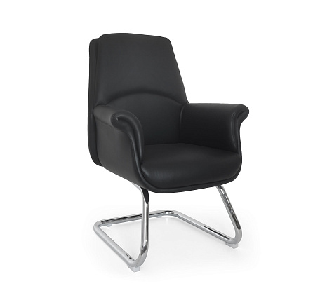 MB-678BS Кресло экокожа, полозья хром, обивка черный PU019