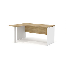 R-2.2L + ЮЗ-737 Эргономичный стол левый с опорой Rio Base швейцарский вяз/белый