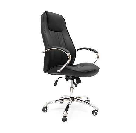 RT-369 Кресло экокожа, крестовина хром Топ Ган Люкс обивка черный 40