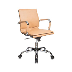 CH-993-Low Кресло для руководителей экокожа светло-коричневый camel, крестовина хром, ID664070