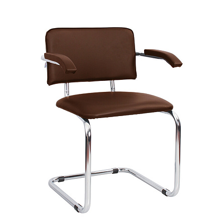 СИЛЬВИЯ ARM Стул иск. кожа, полозья хром 00-0026325  коричневый V-34 хром