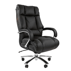 405 Chairman Кресло кожа/экокожа, крестовина хром обивка черный, каркас хром, 07029407