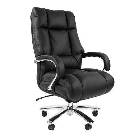 405 Chairman Кресло кожа/экокожа, крестовина хром обивка черный, каркас хром, 07029407
