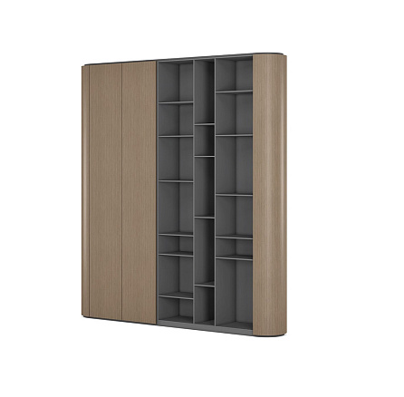 FT2525L Шкаф гардероб + стеллаж+декор элементы 2560*400*2500 FOSTER серебряная жемчужина