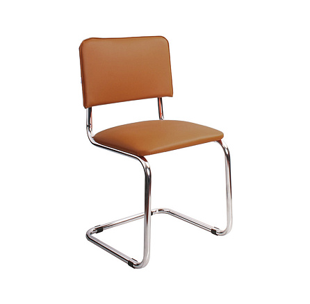 СИЛЬВИЯ Стул иск. кожа, полозья хром обивка оранжевый V-33, каркас хром