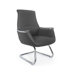 MB-638BS Кресло кожа/экокожа, полозья хром, обивка тёмно-серый  K39/PU39