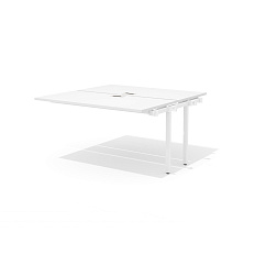 RM-3.1 (x2) + F-61M Промежуточный сдвоенный стол прямой с люком на металлокаркасе Rio Project белый