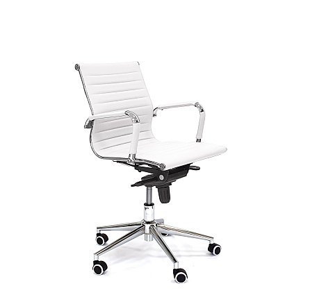 RT-04Q Кресло экокожа, крестовина хром мультиблок обивка белый 86