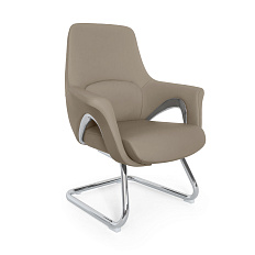 MB-636BS Кресло кожа/экокожа, полозья хром, обивка тёмно-бежевый К35/PU35