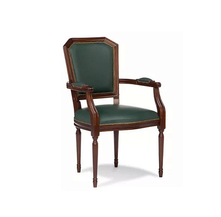 D40 Венеция Кресло кожа зеленая Madras Verde дерево  темный орех