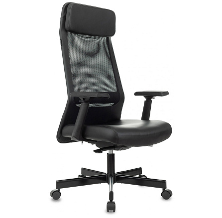 Т-995 Кресло экокожа+сетка, крестовина металл обивка черный, каркас черный, ID460699