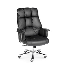 Президент Н-1133-35 leather Кресло кожа+к/з черный, крестовина сталь+хром
