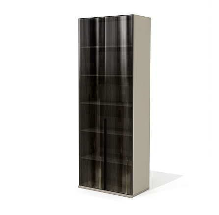 AS-46 Шкаф 80х46х218 Aston серый кварц/мокко/стекло тонированное рифленое