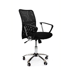 RT-588 Кресло сетка, крестовина хром, ТопГан обивка черный