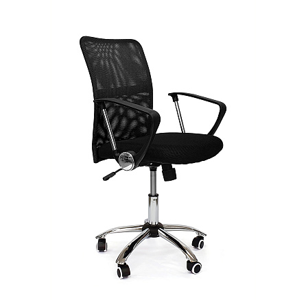 RT-588 Кресло сетка, крестовина хром, ТопГан обивка черный