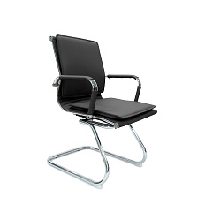 RT-07S-N Кресло экокожа, полозья хром обивка черный 40