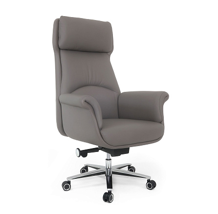 MB-678 Кресло кожа/экокожа, крестовина алюм., механизм мультиблок, обивка серо-бежевый К47/PU47