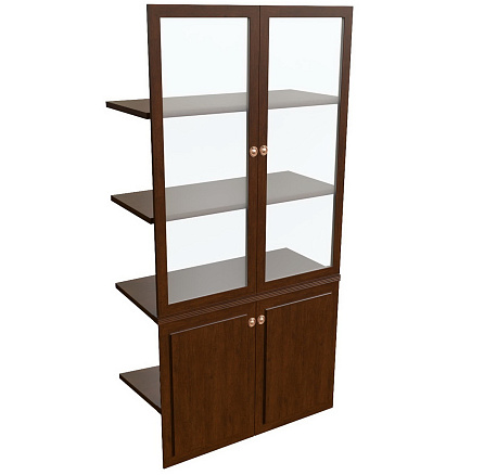 29551 Наполнение шкафа двухстворч. со стеклом 1000х470х1970 WASHINGTON темный орех