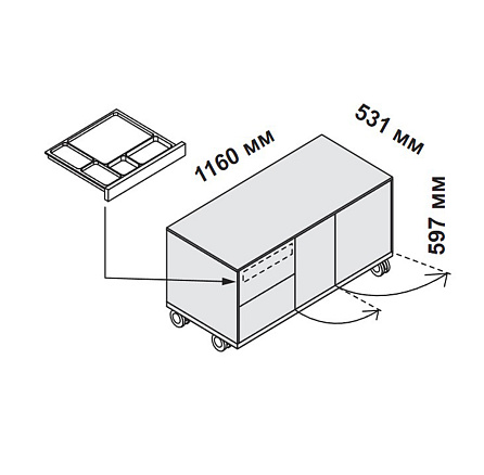 156212 Тумба подкатная с двумя ящиками и правосторонними дверцами Enosi Белый LS (68)