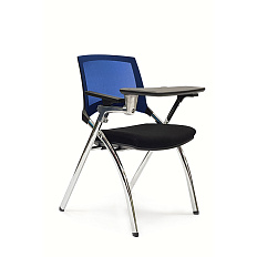 SK-3059-06 с пюпитром Стул сетка, каркас хром, подлокотники пластик обивка синий/черный 01