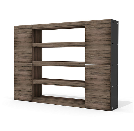 GS-6M+GS-9 (x2) Шкаф 255,4х42х185 Глазго / Glass.Go лимба тёмная/стекло тонированное