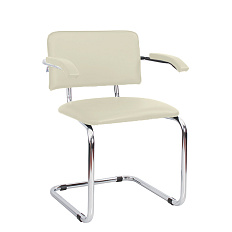 СИЛЬВИЯ ARM Стул иск. кожа, полозья хром V-18 слоновая кость