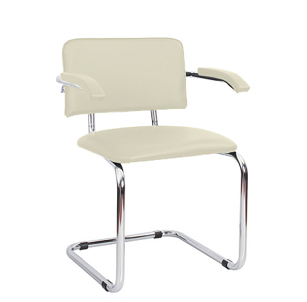 СИЛЬВИЯ ARM Стул иск. кожа, полозья хром V-18 слоновая кость