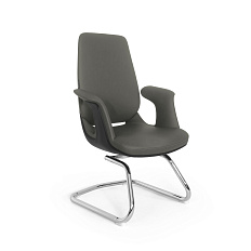 LF0-PY38-2 Кресло кожа, полозья хром обивка темно-серый 756-12