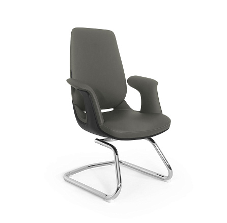 LF0-PY38-2 Кресло кожа, полозья хром обивка темно-серый 756-12