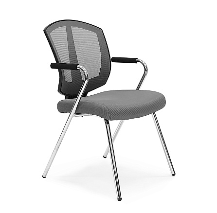 SK-230C-04 Стул сетка, каркас хром обивка серый DW-705/605